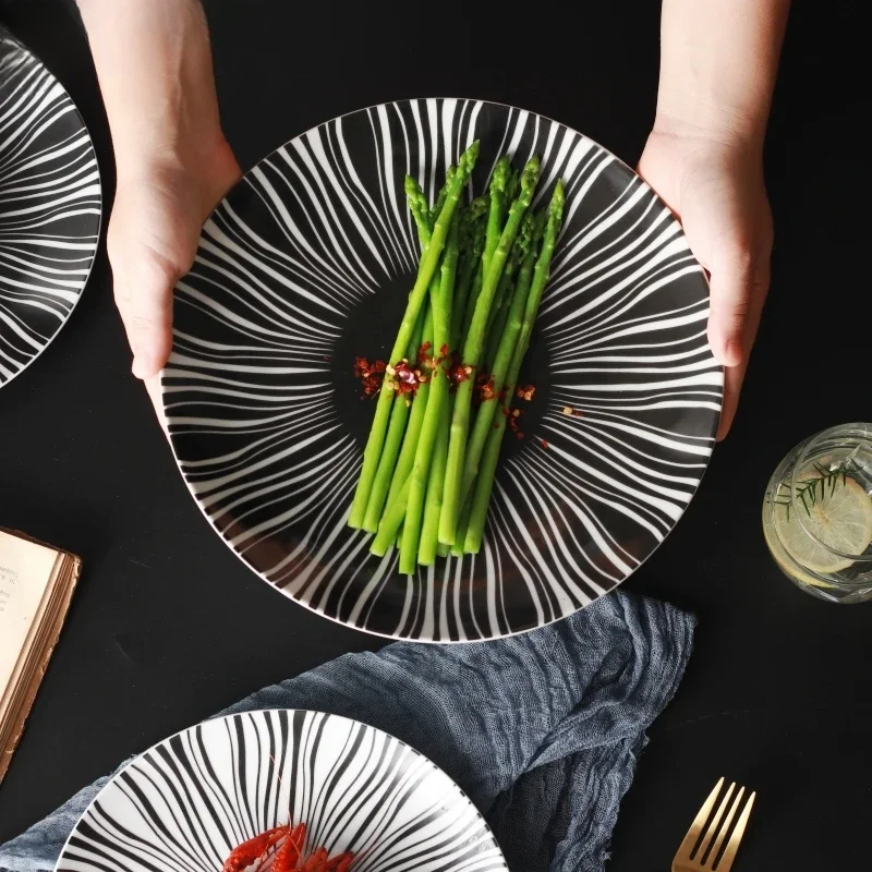 Ceramic Black White Stripes Ta - Food Snacks That Are Black ulasan dan harga