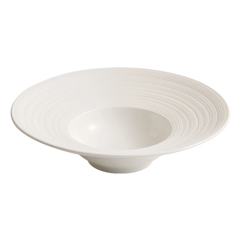Line Striped Ceramic Plate Res - Food Snacks Restaurant ulasan dan harga