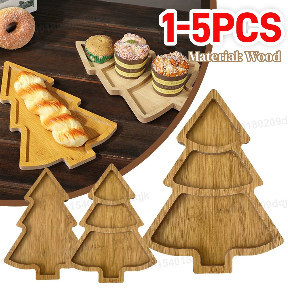 Wooden Christmas Tree Plate Tr - Food Snacks Restaurant ulasan dan harga